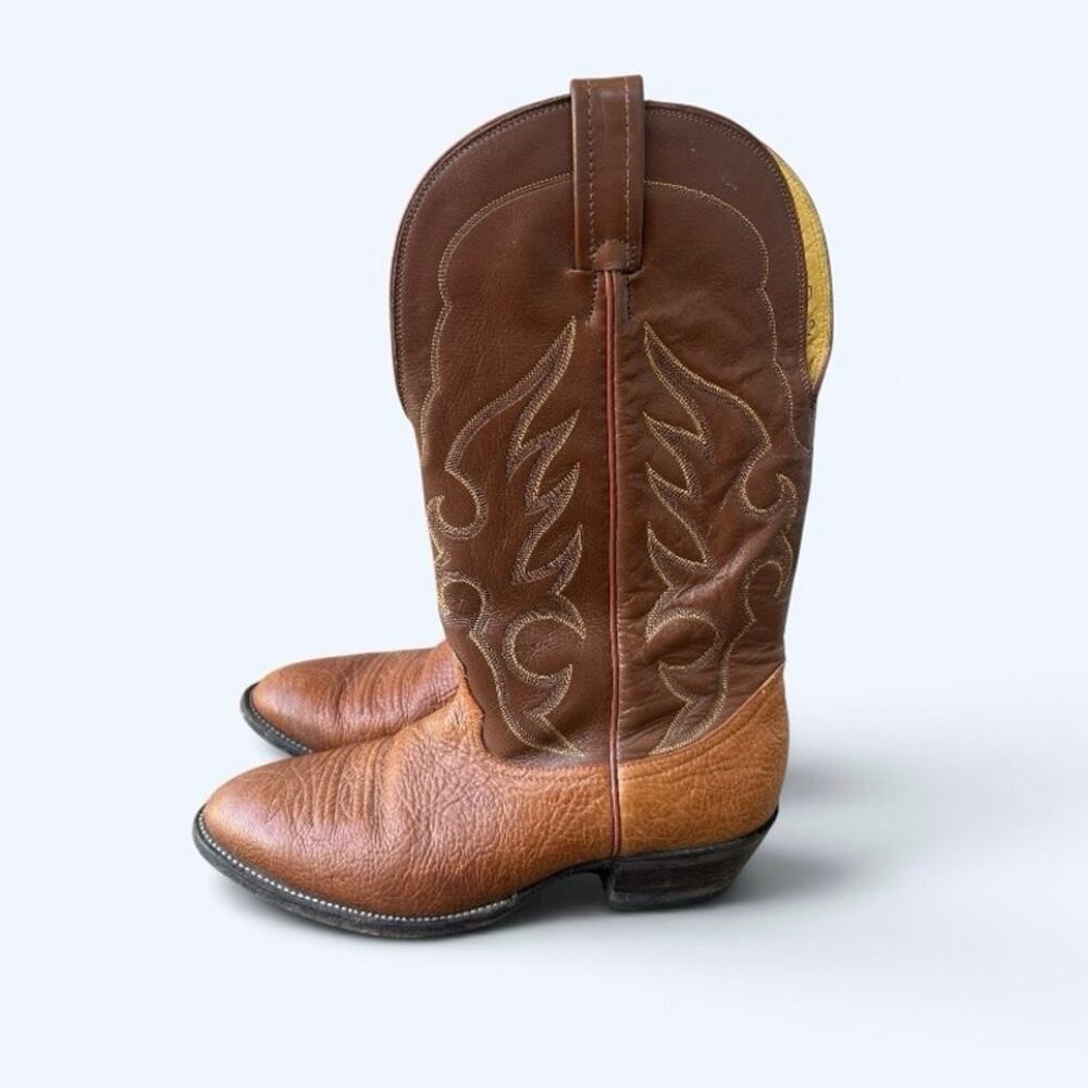 Nocona Cowboy Boots Men’s 9.5D Brown Leather Western Made in USA Classic Vintage